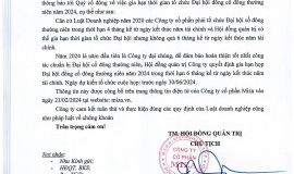 Thông báo về việc gia hạn thời gian tổ chức Đại hội đồng cổ đông thường niên năm 2024